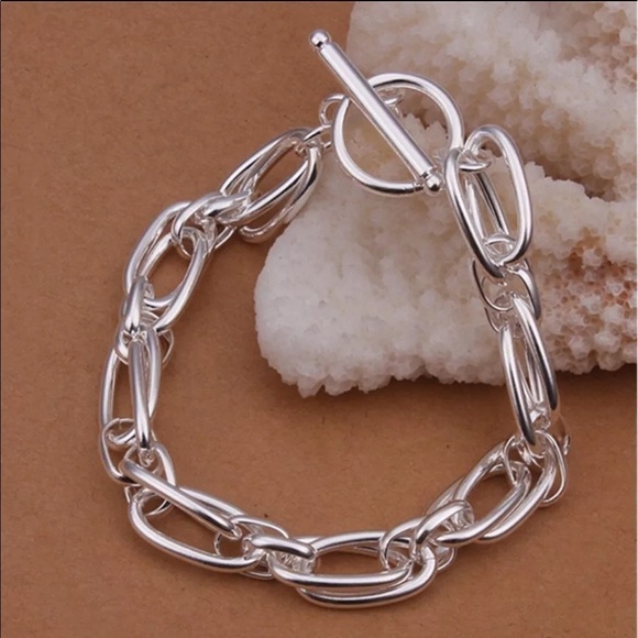New Sterling Silver Double Link Chain Bracelet - Picture 1 of 5